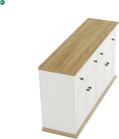 Komód MZ10, fehér/grand tölgy, LEON