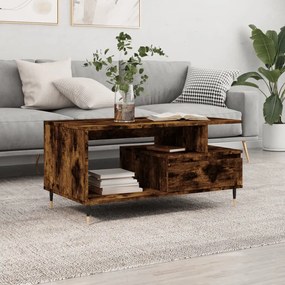 Füstös tölgy színű szerelt fa dohányzóasztal 90x49x45 cm