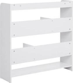 HOMCOM Könyvespolc Tároló Bútor 90L x 24W x 91H cm-es Méretekkel, 4 Szinten, 3 Hátsó Panel, Forgácslap, Fehér | Aosom