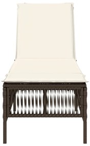 Barna polyrattan napozóágy párnával