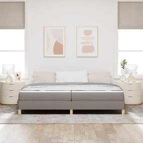 Boxrugós ágy Taupe és Barna 200 x 200 cm Textil és mérnöki fa