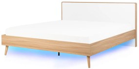 Franciaágy 180 cm SERVI (ágyráccsal és LED világítással) (világos fa). 1007525