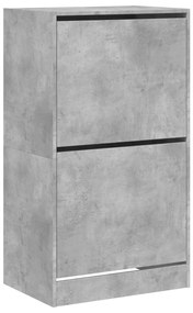 betonszürke cipőszekrény 2 kihajtható fiókkal 60 x 42 x 108 cm