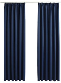 vidaXL 2 db kék sötétítőfüggöny kampókkal 140 x 225 cm