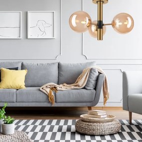 Csillár rúdon ROLLO 3xG9/5W/230V arany/füstös bézs