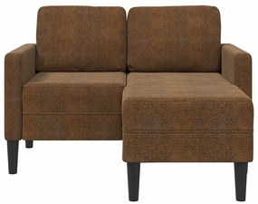 barna műbőr 2 üléses kanapé L-alakú kanapéval 125 cm