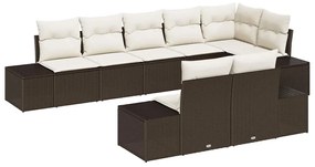 Kerti Kanapé Szett 8 pcs Barna és krémszínű 319 x 154 x 85 cm