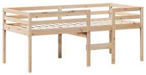 tömör fenyőfa magasított ágy tetővel 90 x 190 cm