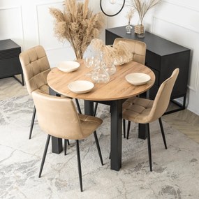 Étkezőgarnitúra 4 db. Bézs Peru székkel. Bővíthető asztal HARRY 102-142 cm