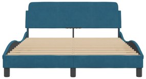 kék bársony ágykeret fejtámlával Dover 140 x 190 cm