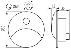 Kanlux 39137 - EXIN 2,5 W LED lépcsővilágító lámpa érzékelővel, 230 V, 4000 K, IP65, antracit, kerek
