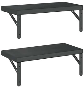2 db fekete rozsdamentes acél fali polc 50 x 23,5 cm