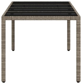 világosszürke polyrattan üveglapos kerti asztal 190x90x75 cm