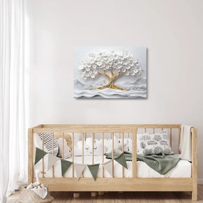 Üveg kép – 3D elegáns életfa virágokkal (70x50 cm)