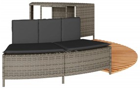 vidaXL szürke polyrattan és tömör akácfa jakuzzi-keret