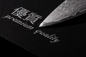 G21 Damascus Premium késkészlet bambusz blokkban, doboz, 5 db + köszörűkő