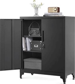 Komód 80x40x90 cm, fém, fekete, AUS-E1113 BK