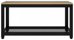 világosbarna és fekete MDF és vas dohányzóasztal 90x45x45 cm