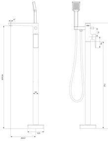 OMNIRES PM7433CR - Szabadon álló fürdőkád szett PARMA csapteleppel, króm