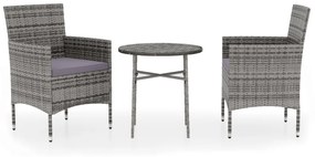 vidaXL 3 részes szürke polyrattan kerti étkezőgarnitúra