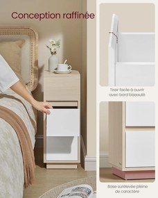 Éjjeliszekrény, 2 fiók, nyitott rekesz,natúr bézs, felhőfehér