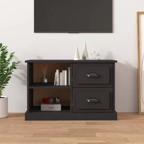 Fekete szerelt fa TV-szekrény 73 x 35,5 x 47,5 cm