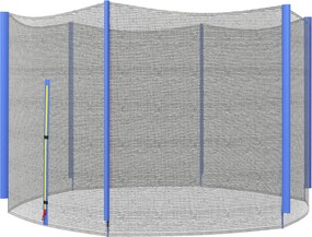 SPORTNOW Biztonsági Háló 305 cm Átmérőjű Kerek Trambulinhoz, Kültéri Védőháló 6 Egyenes Rúddal, Kék | Aosom