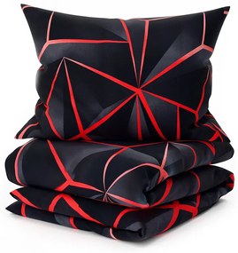 Pamut ágynemű PENELOPE PIROS fekete Ágyneműhuzat mérete: 70 x 90 cm | 140 x 200 cm