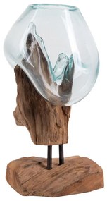 San Marino vízcsepp asztali dekoráció, teak fa/üveg, 25 cm