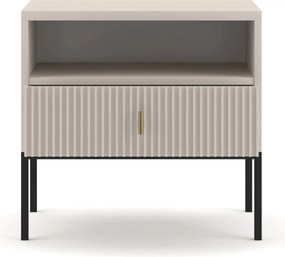 Éjjeliszekrény bordázott kivitelben, kasmír színben MARCOS