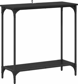 vidaXL Konzolasztal polcokkal Musta tammi 75 x 30.5 x 75 cm Faanyag