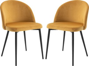 HOMCOM 2 db bársonyos étkezőszék pár párnázott háttámlával és fém lábakkal, 90 kg teherbírással, 49x50x77 cm, Teve | Aosom