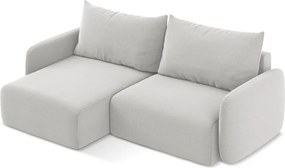 Világosszürke bársony kinyitható-tárolóhelyes sarokkanapé (bal oldali-heverő résszel) Kalena – Makamii