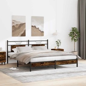 füstös tölgy színű szerelt fa ágykeret matrac nélkül 183x213 cm