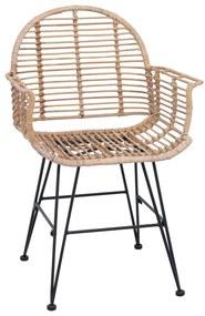 Étkezőszék 2 pcs Természetes 57 x 54.5 x 85 cm Rattan és Vas