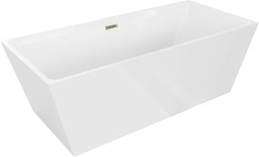 Luxury Lita szabadon álló fürdökád akril  170 x 75 cm, fehér,  leeresztö arany - 52121707500-G Térben álló kád