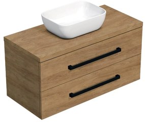 Fürdőszobaszekrény fekete fogantyúval SAT Cube Way 100x71x46 cm tölgy Hickory matt CUBE46C1003DHSAT45