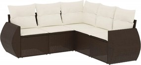 vidaXL 5 részes barna polyrattan kerti ülőgarnitúra párnával