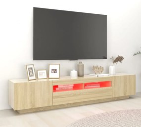 sonoma tölgy színű TV-szekrény LED-lámpákkal 200 x 35 x 40 cm