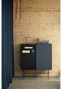 Fekete-antracitszürke magas komód tolóajtóval 120x140 cm Nube – Teulat