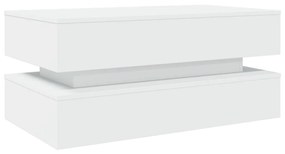 fehér dohányzóasztal LED-lámpákkal 90x50x40 cm