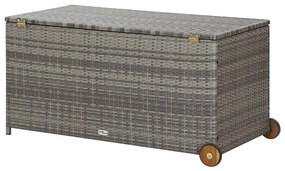 Világosszürke polyrattan kerti tárolóláda 120 x 65 x 61 cm