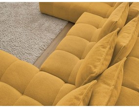 Mustársárga zsenília kinyitható-tárolóhelyes sarokkanapé (bal oldali-U alakú) Everest – Bobochic Paris