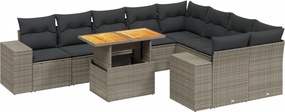 vidaXL 10 részes szürke polyrattan kerti ülőgarnitúra párnákkal