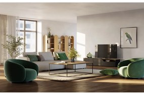 Fekete-natúr színű TV-állvány tölgyfa dekoros asztallappal 180x38 cm Verone – TemaHome