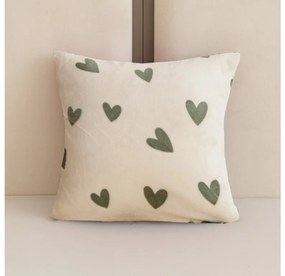 Mikroplüss párnahuzat HEARTINO 45x45 cm, krém színű