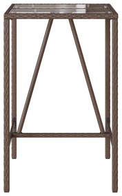 barna polyrattan kültéri bárasztal 70 x 70 x 110 cm