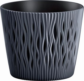 Virágtartó műanyag fekete, szürke Prosperplast 16 cm x 19 x 17 cm