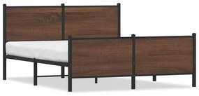 barna tölgy színű fém ágykeret matrac nélkül 140 x 200 cm
