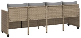 bézs polyrattan napozóágy párnával